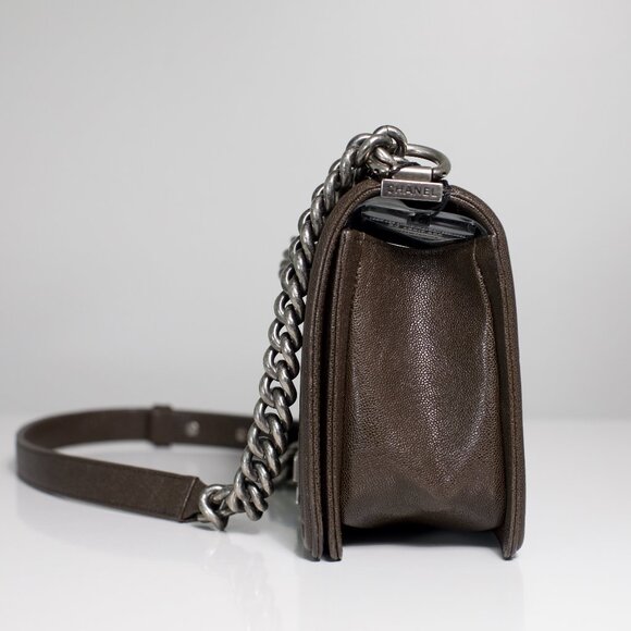 Chanel Caviar Chocolate Brown Quilted Medium Boy Bag - Picture 7 of 12